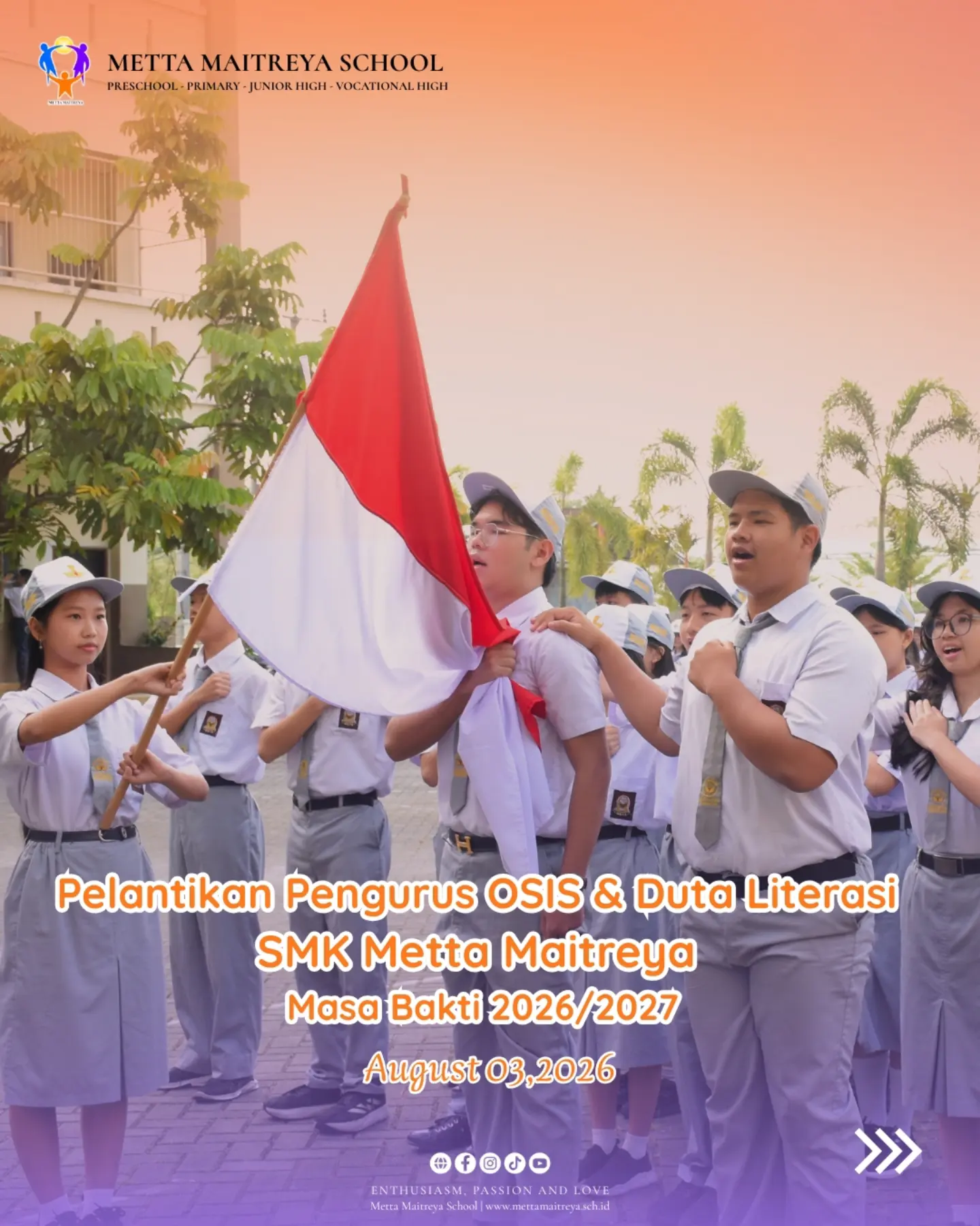 Pelantikan Pengurus OSIS & Duta Literasi SMK Metta Maitreya Masa Bakti 2026-2027